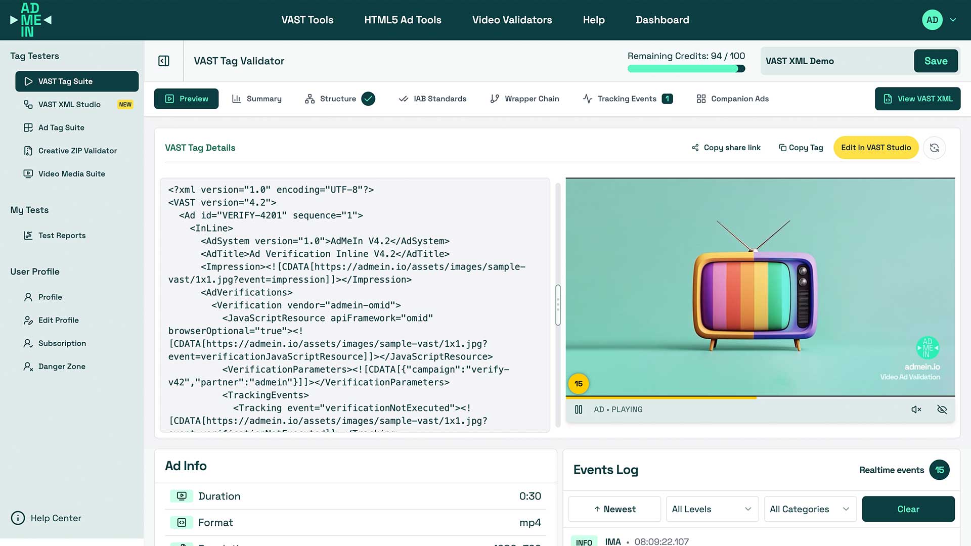 AdMeIn VAST Tag XML Builder Overview